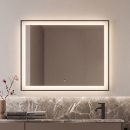 LED-00003252 Зеркало МАТЕРА 100х80 с бесконтактной подсветкой черный JORNO