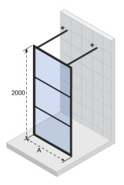 GRID GB401 1400x2000 душевая перегородка, черный RIHO