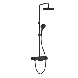 A4730936EXP CORE Round Душевая стойка с термостатом с изливом, верхним и ручным душами черный матовый VITRA