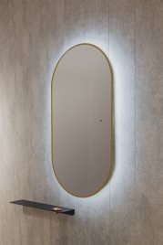 BlgGl.02.550x1050/W/JR Зеркало БОЛОНЬЯ 55x105 с бесконтактной подсветкой золото матовое JORNO