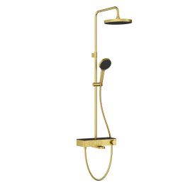 A4730925EXP CORE Round Душевая стойка с термостатом с изливом, верхним и ручным душами золото брашированное VITRA