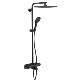 DK3680 Душевая стойка Mira с термостатом и изливом черная TESKA