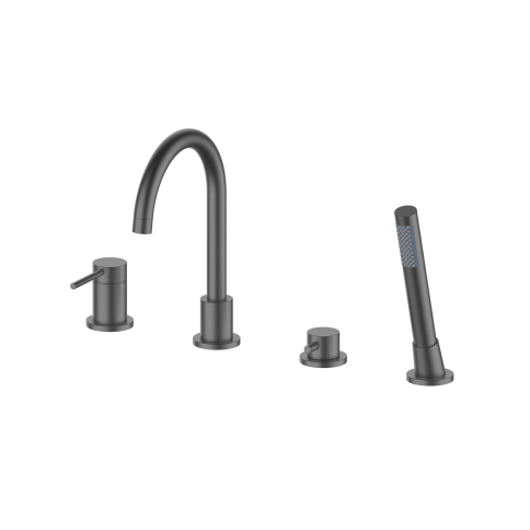 OL-669017-BGM Y-LINE Смеситель для ванны с душевым гарнитуром оружейный металл OLIVEEKA фото 1