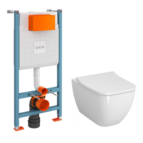 9855B003-7207 Комплект унитаза с инсталляцией Vitra Shift с сиденьем микролифт (БЕЗ ПАНЕЛИ СМЫВА) фото 1