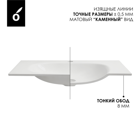 F70WF Раковина накладная Solid Flow 70см белый матовый OLIVEEKA фото 4