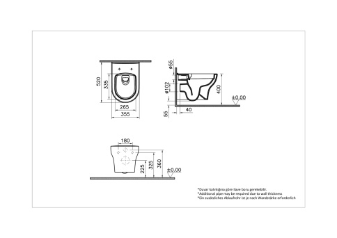 7786B003-0075 Zentrum Round Подвесной безободковый унитаз SmoothFlush без сиденья фото 2