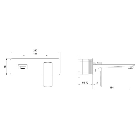 OL-869003-BGM D-LINE Смеситель для раковины настенный оружейный металл OLIVEEKA фото 3
