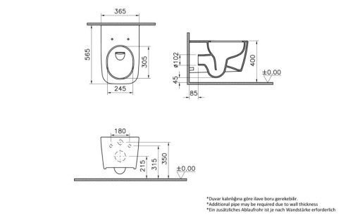 7906B003-6430 Metropole Square подвесной безободковый унитаз QuantumFlush (торнадо) с сиденьем микролифт фото 10