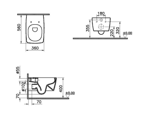 9856B003-7206 Комплект унитаза с инсталляцией Vitra Integra Square с сиденьем микролифт и клавишей смыва Хром матовый фото 3