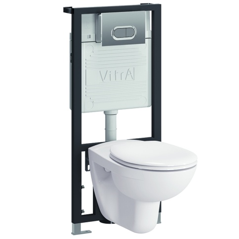 9773B003-7202 Комплект унитаза с инсталляцией Vitra Normus с сиденьем и кнопкой смыва Хром фото 1