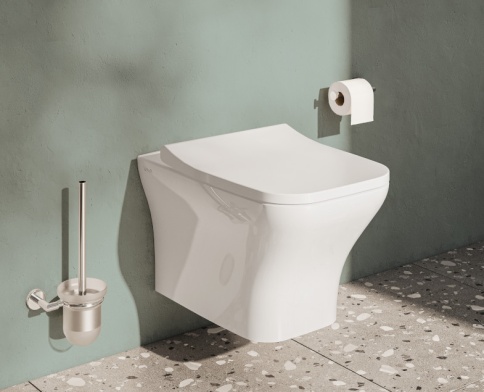 9875B003-7201 Комплект унитаза с инсталляцией Vitra Zentrum Square с сиденьем микролифт и клавишей смыва Хром глянцевый фото 2