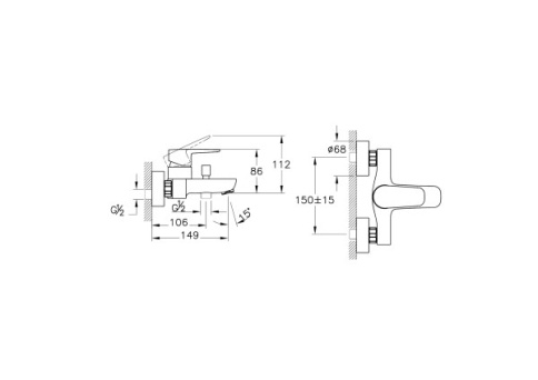 A42301EXP FLOW SOFT набор смесителей для раковины и ванны с душевым гарнитуром хром VITRA фото 3