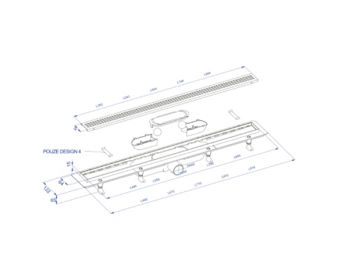 УЦЕНКА SZA6550 Душевой лоток с решеткой 55см из нержавеющей стали DESIGN6, черный PLASTBRNO фото 5