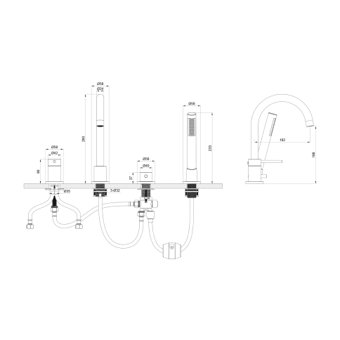 OL-669017-BGM Y-LINE Смеситель для ванны с душевым гарнитуром оружейный металл OLIVEEKA фото 3