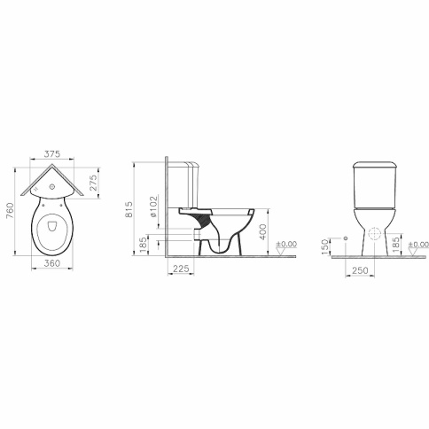 9754B003-7200 Arkitekt Угловой унитаз со стандартным сиденьем фото 3