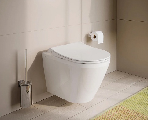 9856B003-7205 Комплект унитаза с инсталляцией Vitra Integra Round с сиденьем микролифт и клавишей смыва Хром глянцевый фото 2