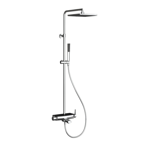 DK3702C Душевая стойка Mira с изливом, черное стекло TESKA фото 1