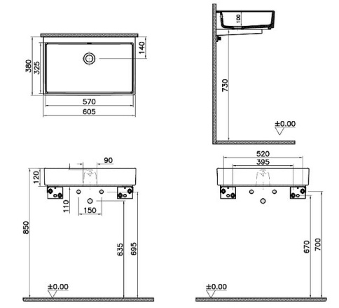 7404B003-0012 ArchiPlan Раковина накладная 60 см белая VITRA фото 2